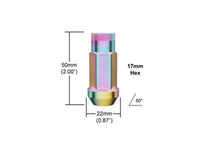 Extended Open  End Steel Wheel Nuts - Neon Chrome